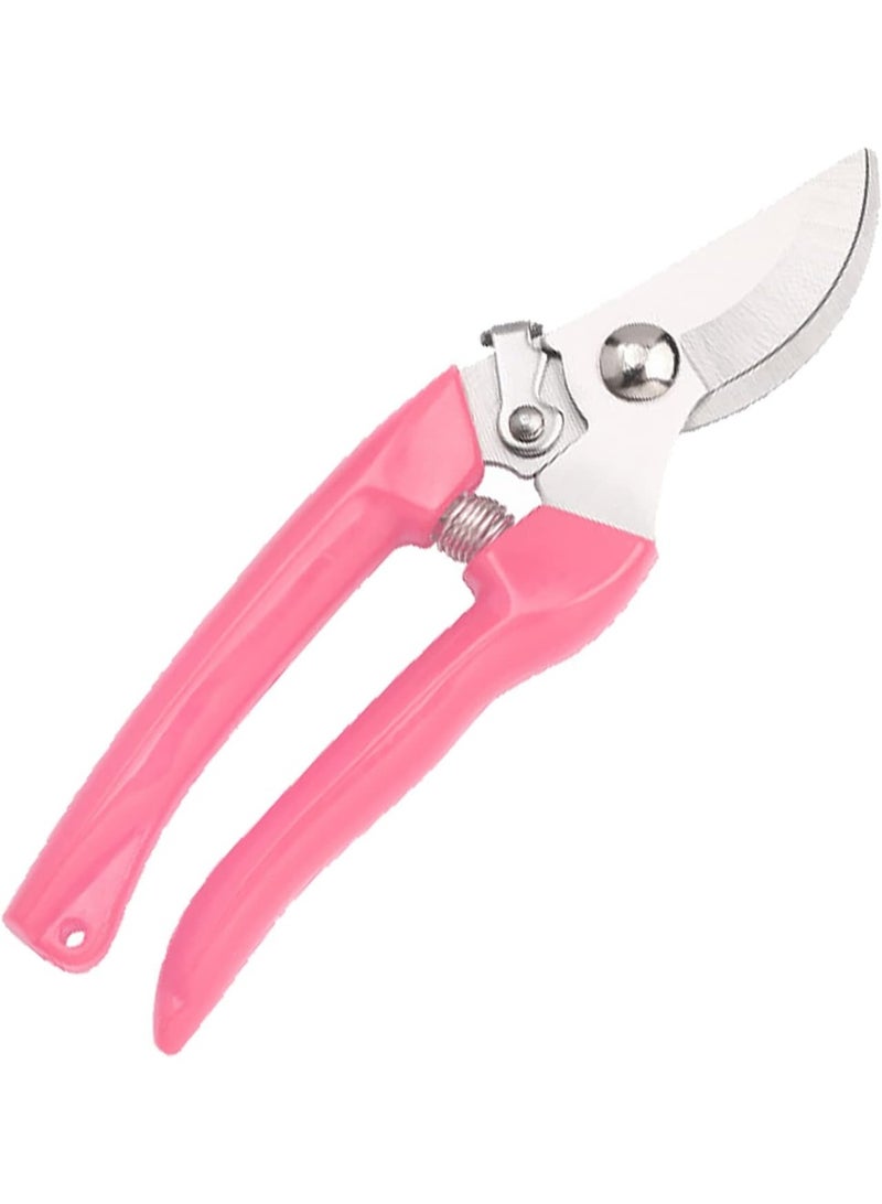 مقص البستنة المنحنى مع شفرة حديقة حديقة من الفولاذ المقاوم للصدأ الحادة لقطع الزهور تقطيع النباتات في الفناء بائع الزهور زهرة ورد عشب التحوط بونساي وتجميع الفواكه (مقبض وردي) - Image 1